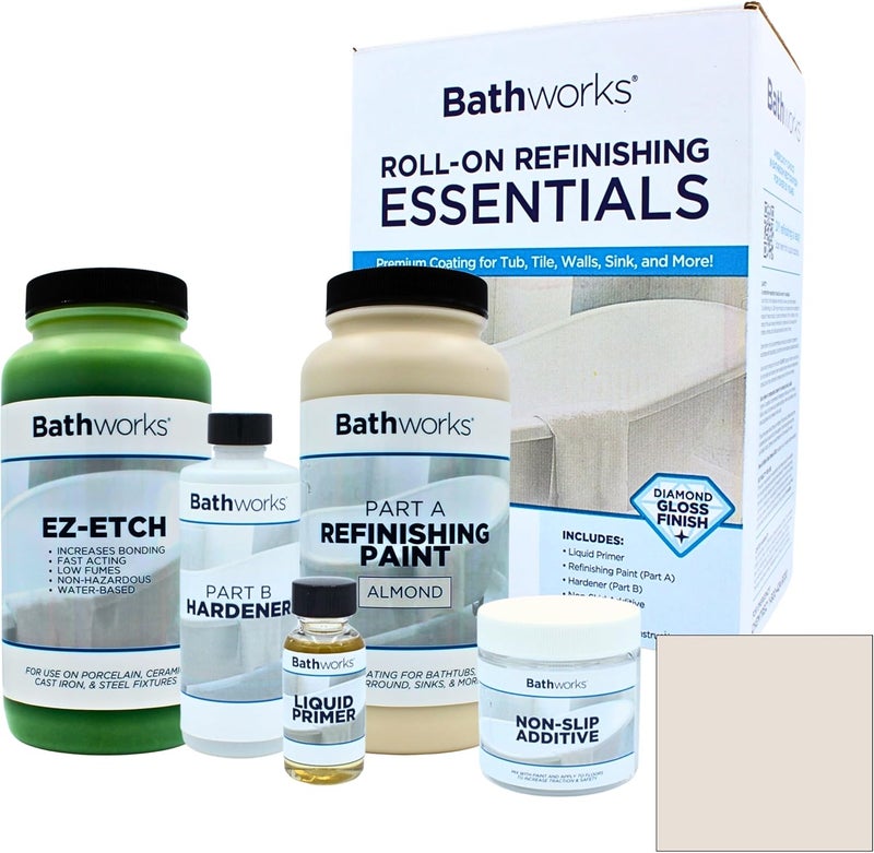 Bathworks Bathtub Refinishing Kit: Essentials Kit & Ez Etch Kit (Almond) - Image 1